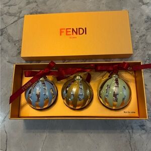 Rare!! Fendi Xmas Ornaments Set Of 3 in Fendi box New!